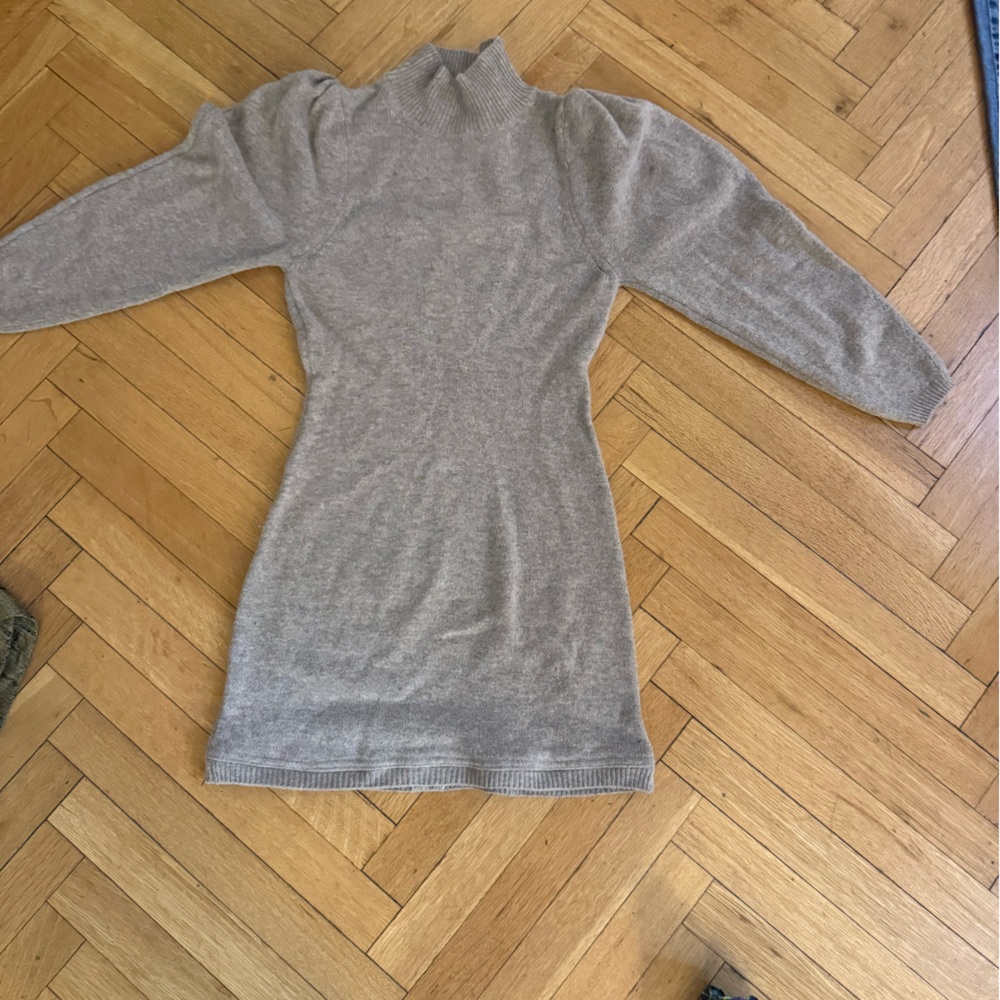 ba&sh Taupe Cowl Neck Sweater dress
